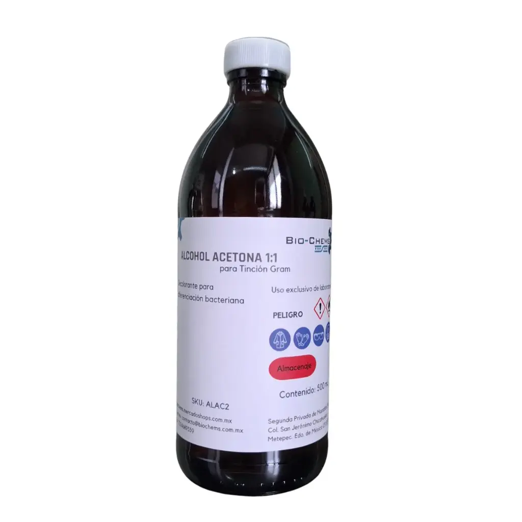 Alcohol Acetona 1:1 Para Tinción Gram 500 mL BIOCHEMS