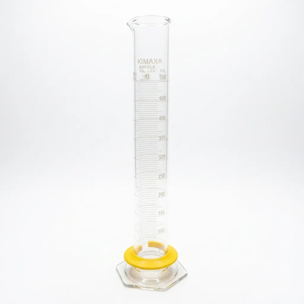 Probeta B, base hex. vidrio, c/bumper 500 mL KIMAX