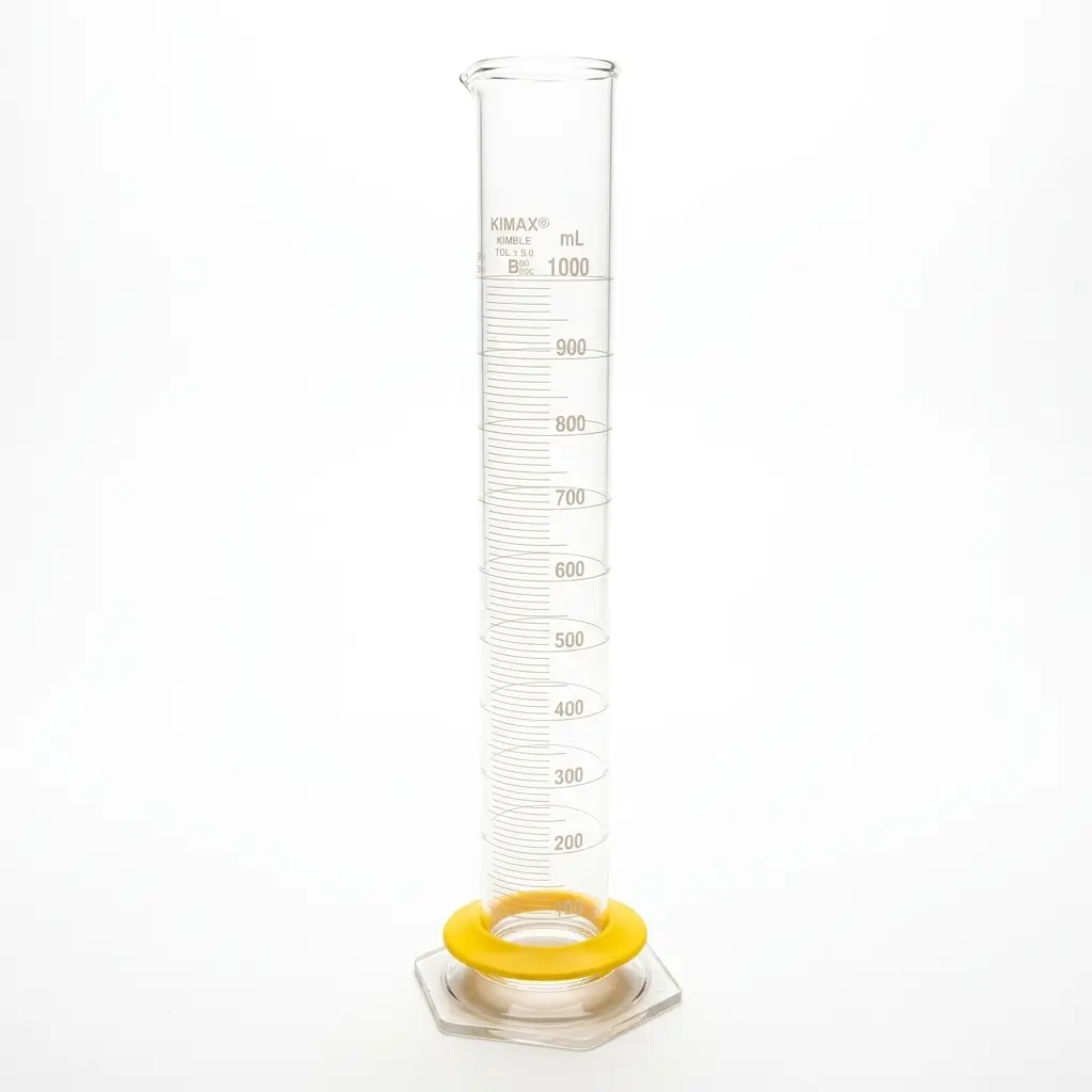 Probeta B, base hex. vidrio, c/bumper 1000 mL KIMAX