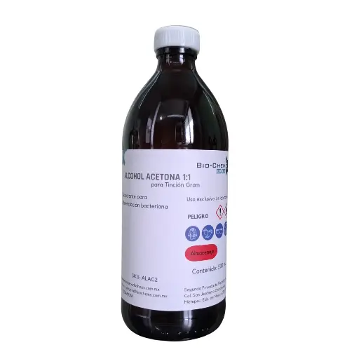 [ALAC2] Alcohol Acetona 1:1 Para Tinción Gram 500 mL BIOCHEMS