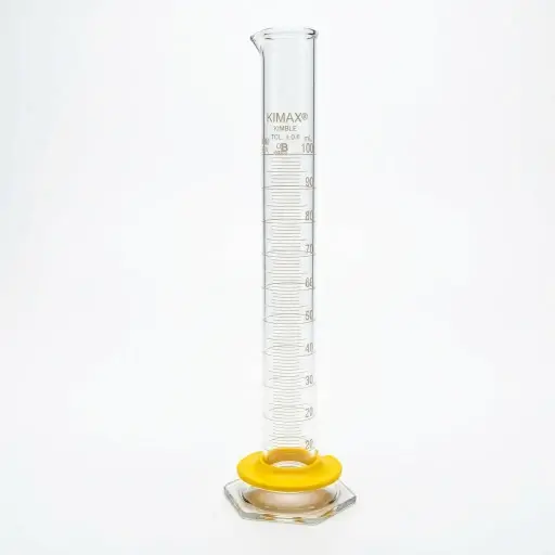 [20024-100] Probeta B, base hex. vidrio, c/bumper 100 mL KIMAX