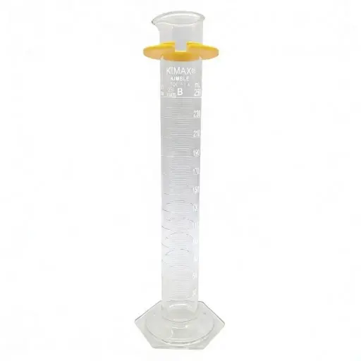 [20024-250] Probeta B, base hex. vidrio, c/bumper 250 mL KIMAX